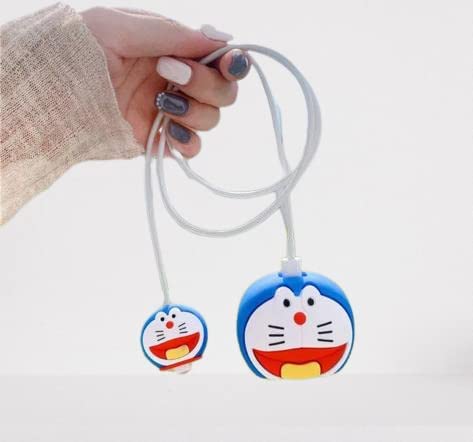 Blue Robot Cat iPhone Charger Protector Case