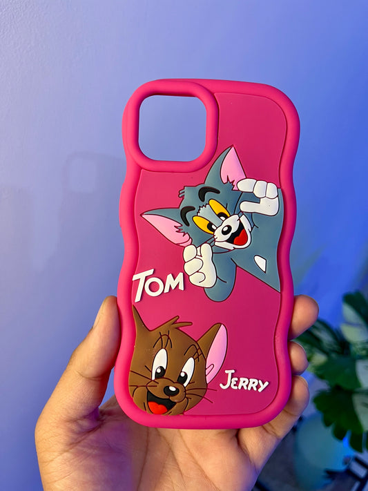 3D Silicone Cat & Mouse iPhone Cover - Shockproof & Soft Grip